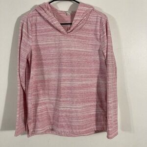 Gap Hoodie Pullover Womens Small Pink Striped Space Dye Long Sleeve